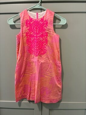 CrewCuts Pink & Coral Sleeveless Embroidered Shift Dress